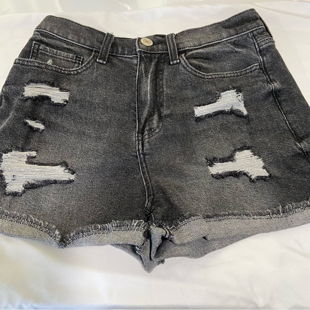 SO Goods For Life Womens Juniors Black Denim Jean Shorts Size 7 28W